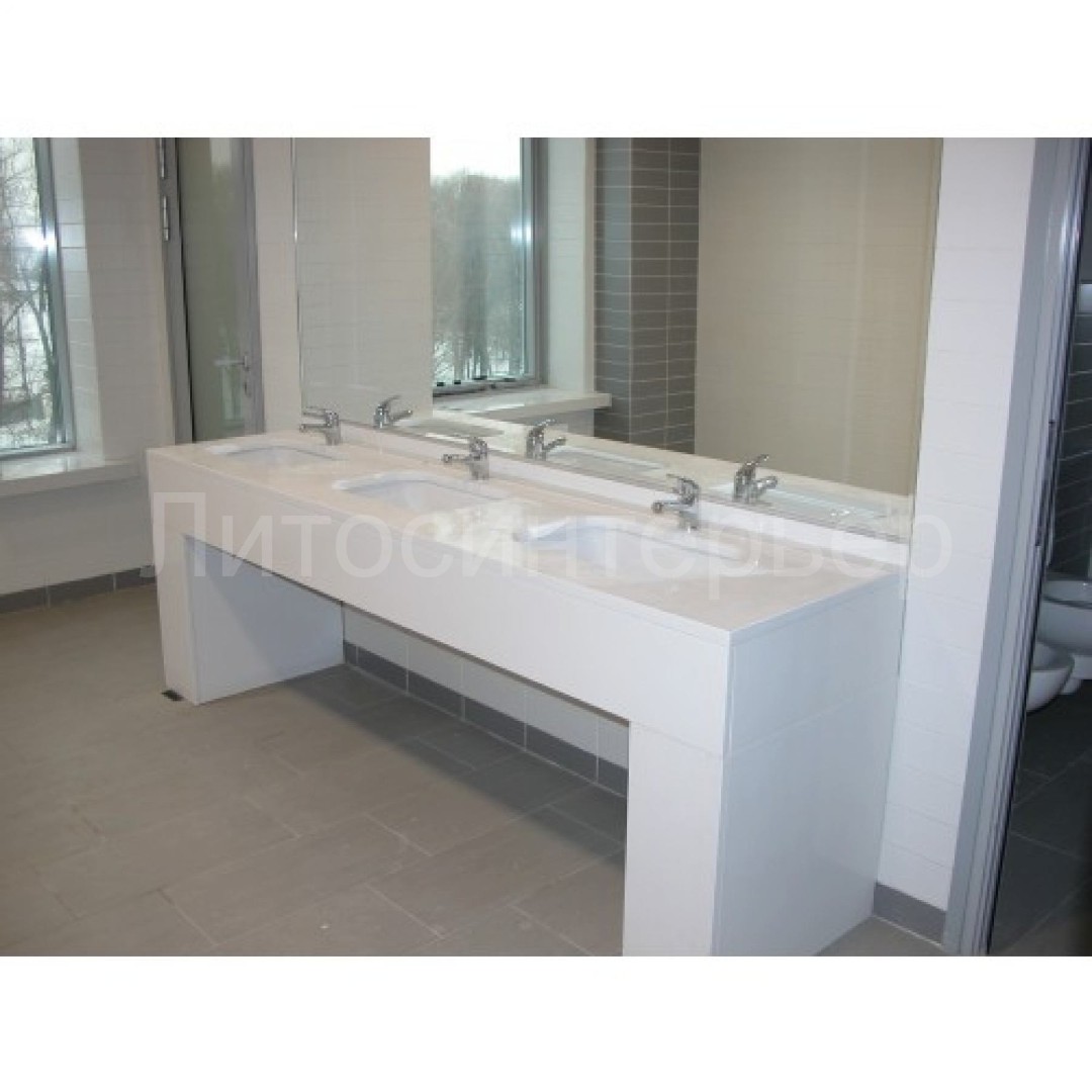 Столешница для умывальника из композита кварца Crystal Polar White - 1